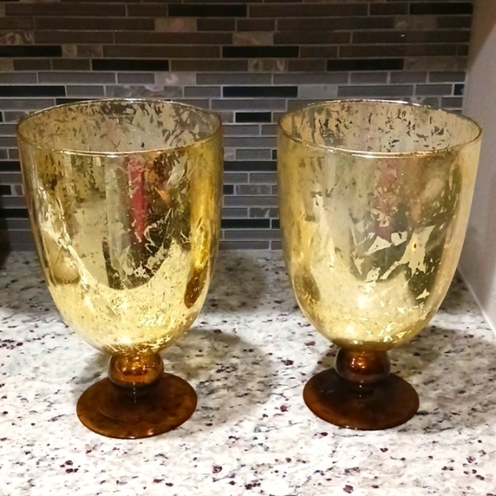 COPY - Two Plexiglass Gold and Brown Vases.